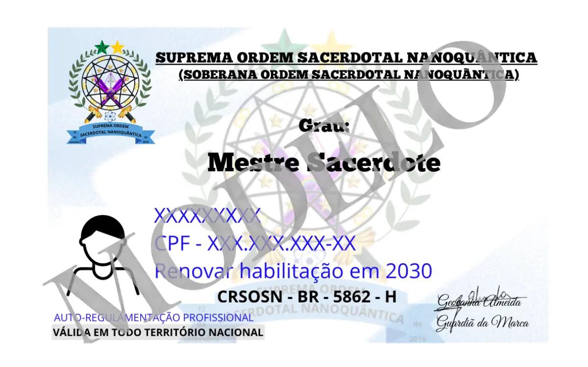 Modelo de identidade do Mestre Sacerdote