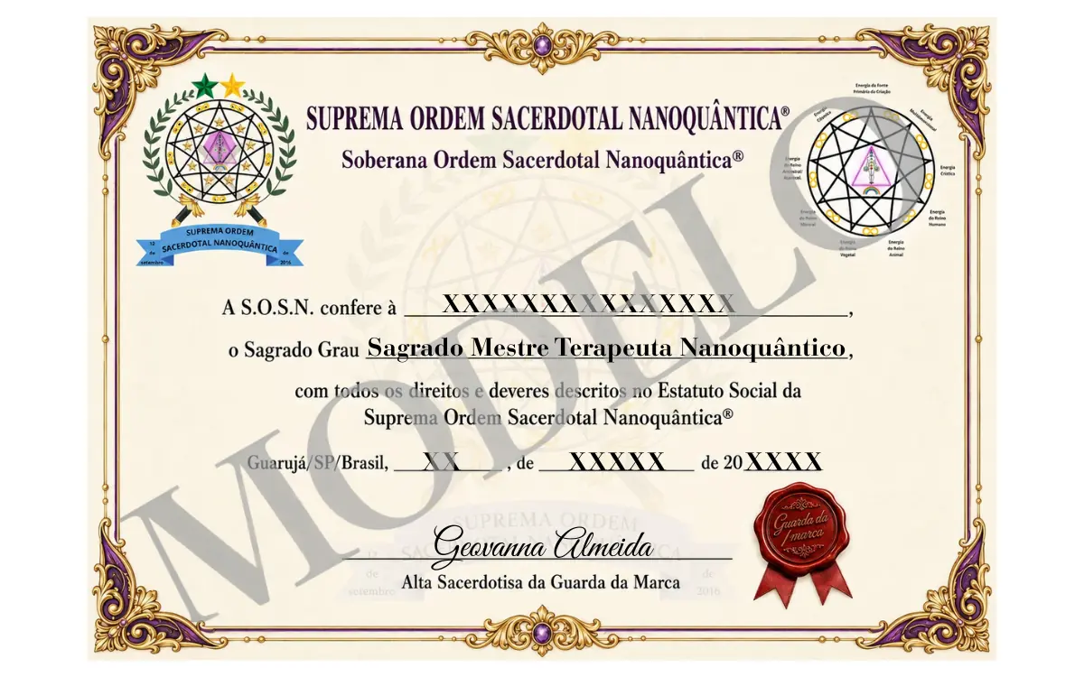 Modelo de certificado da formação Mestre Terapeuta